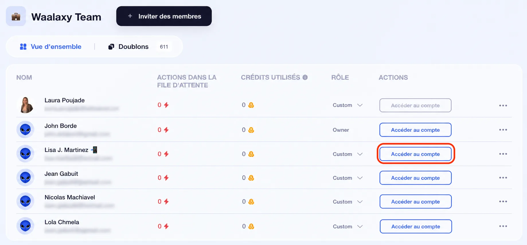 Aller sur compte membre team waalaxy app