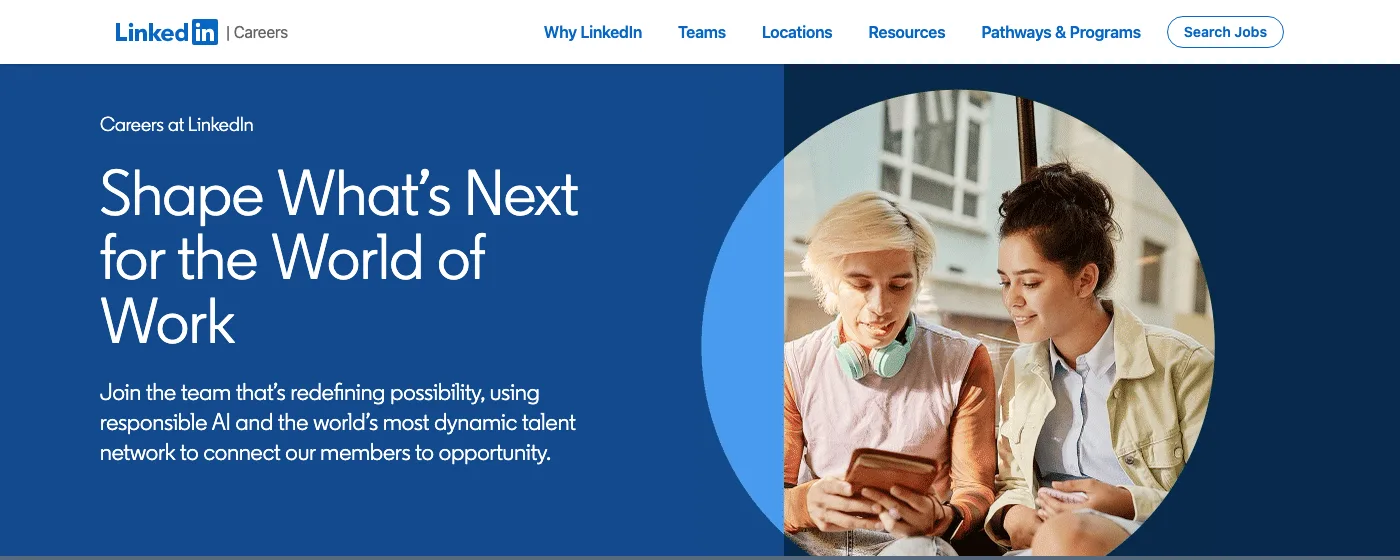 Exemple de page carrière LinkedIn (LinkedIn Careers)