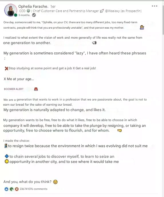 Exemplo de uma publicação viral no LinkedIn
