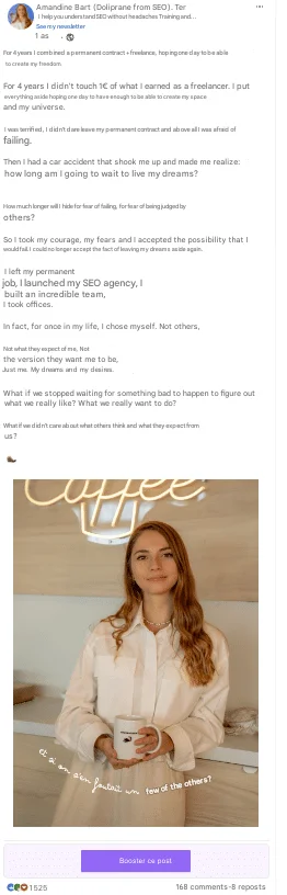 Beispiel für einen emotionalen LinkedIn-Post