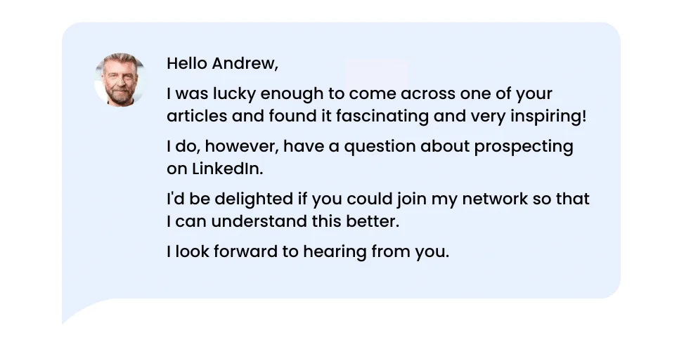 Modelli di messaggi di connessione a LinkedIn : Autore di un articolo o di un post.