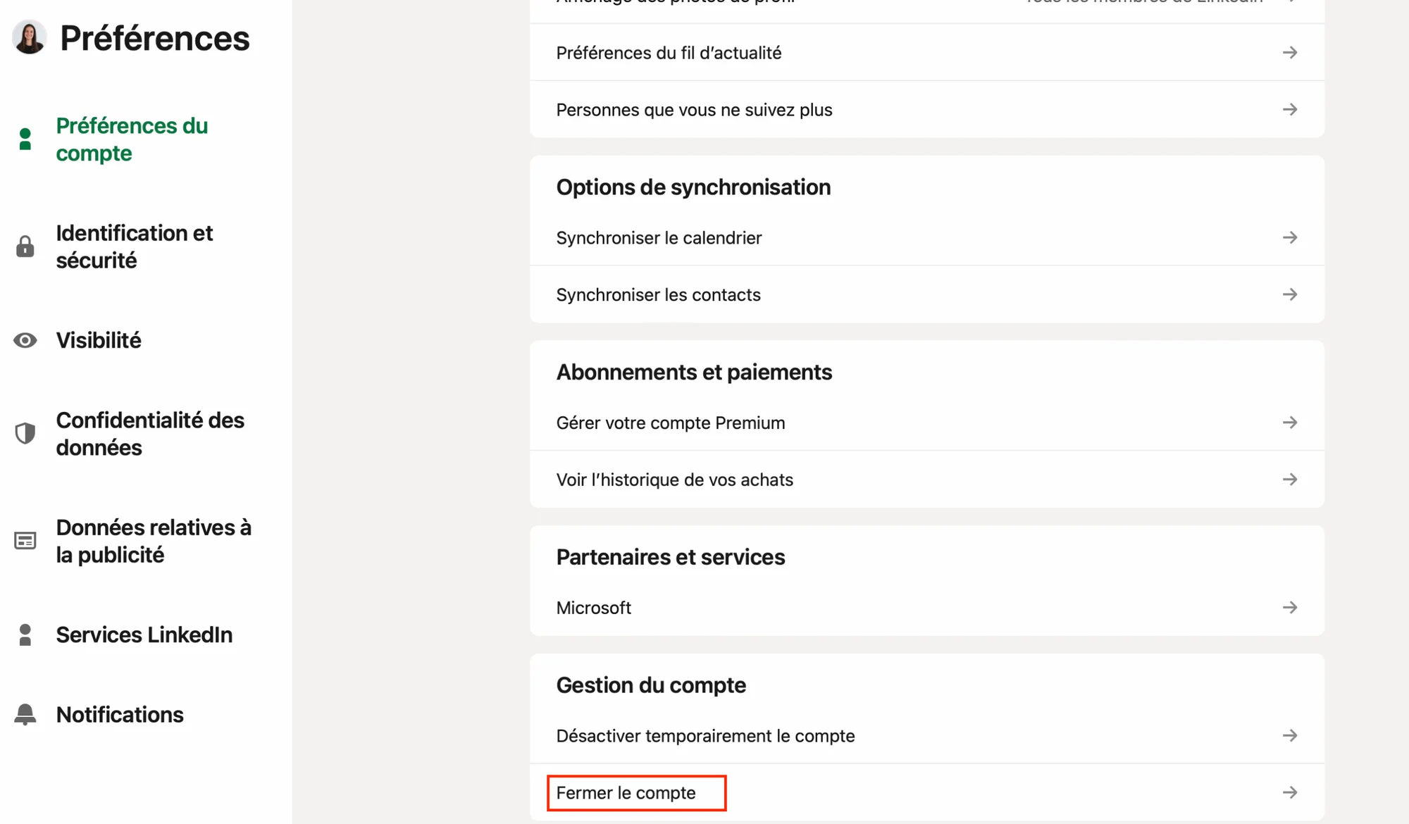 LinkedIn Login cerrar cuenta