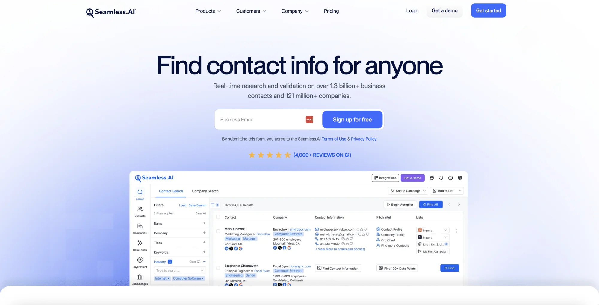 Seamless.ia, home page del sito web