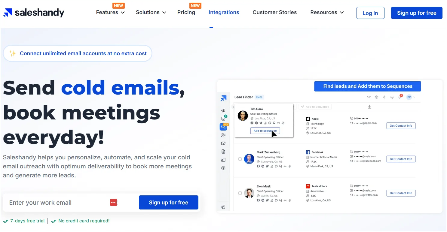Saleshandy cold email outreach platform