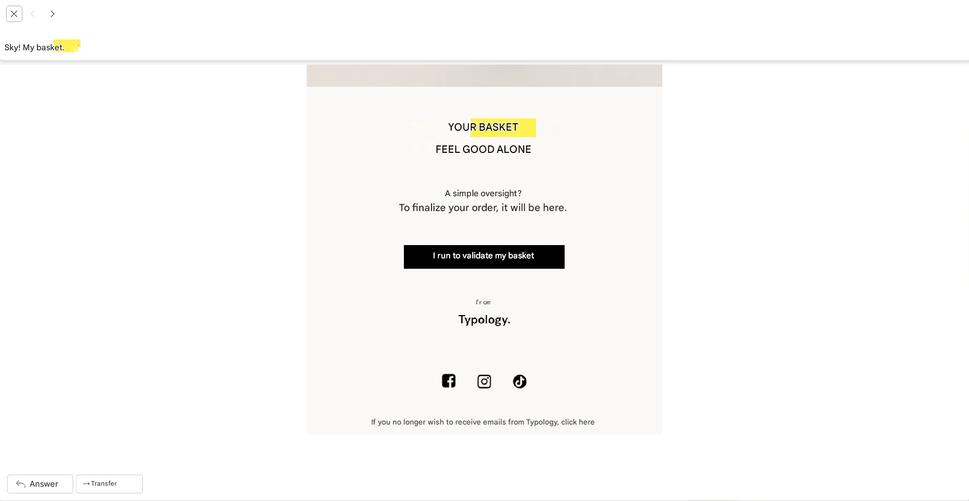 Modelli per l'email marketing: carrello dimenticato o abbandonato.