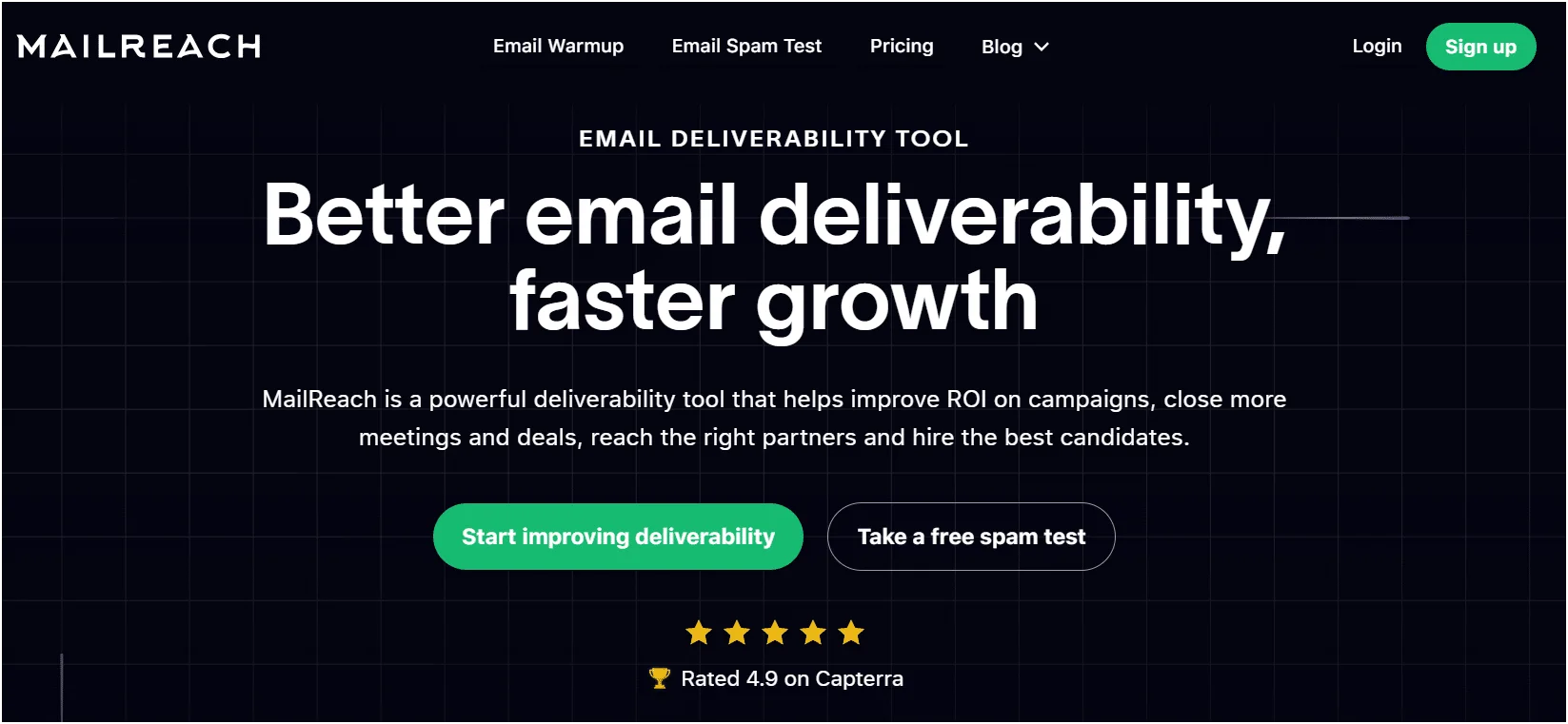 Mailreach email deliverability tool homepage