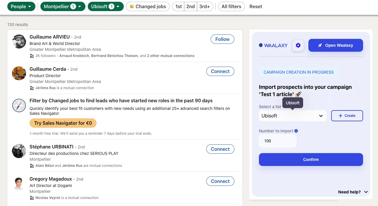 import prospects on Waalaxy