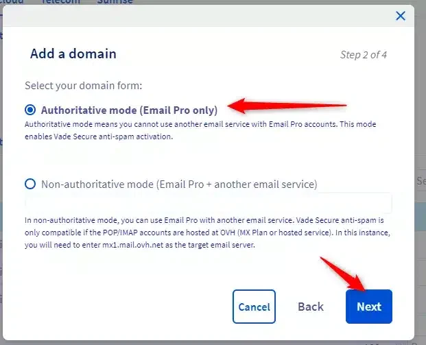 Associate the email with your domain name
