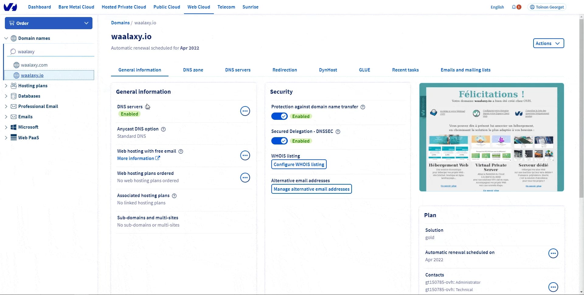 Create your email on OVH
