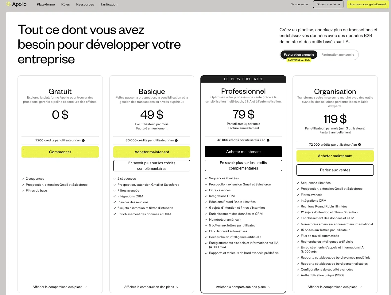 Apollo pricing