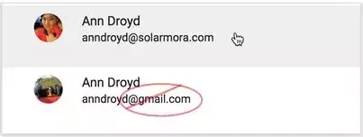 Deux adresses email Ann Droyd profils