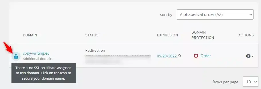Activate the SSL certificate on Ionos