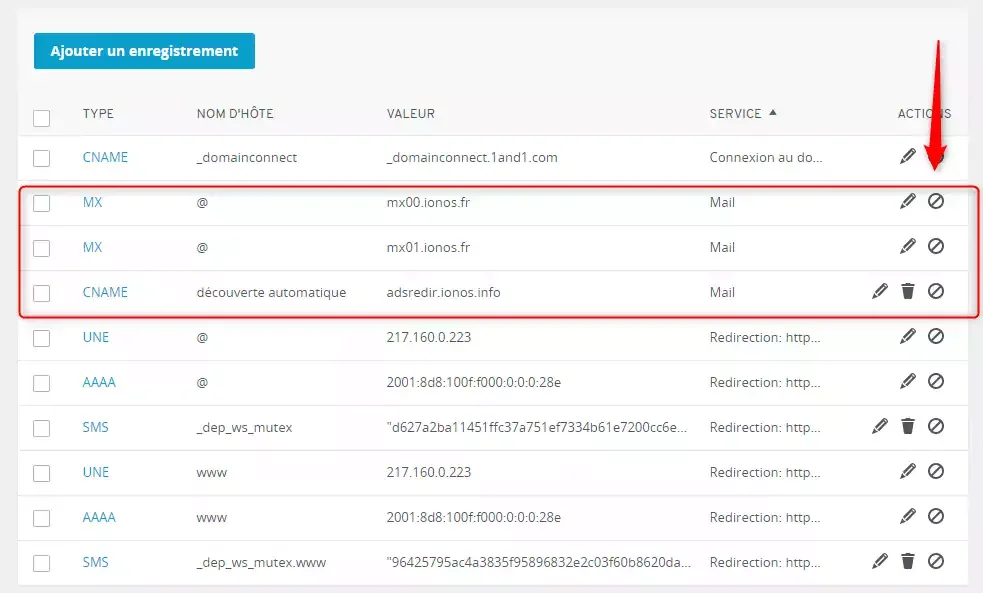 disable the service on Ionos