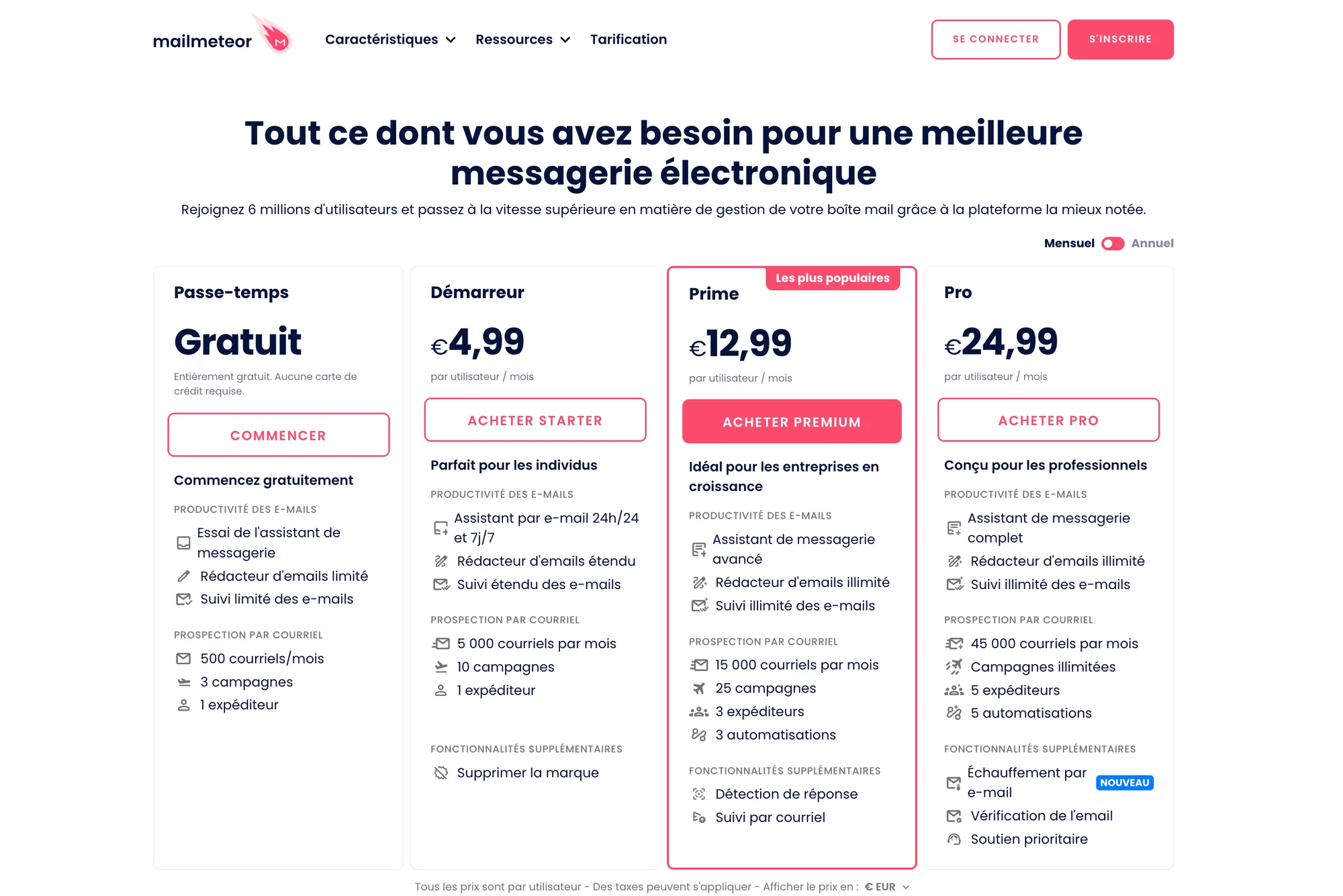 Mailmeteor pricing