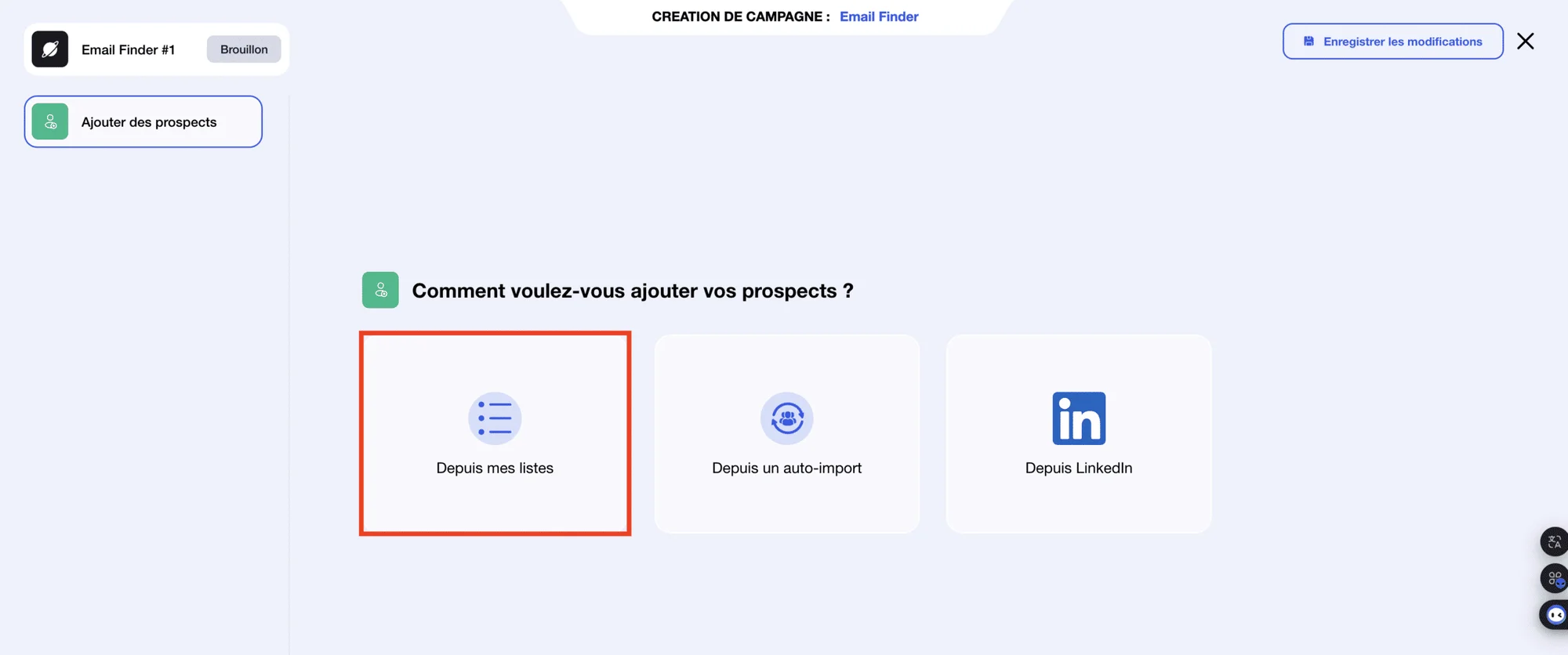 Email Finder : Add a contact list.