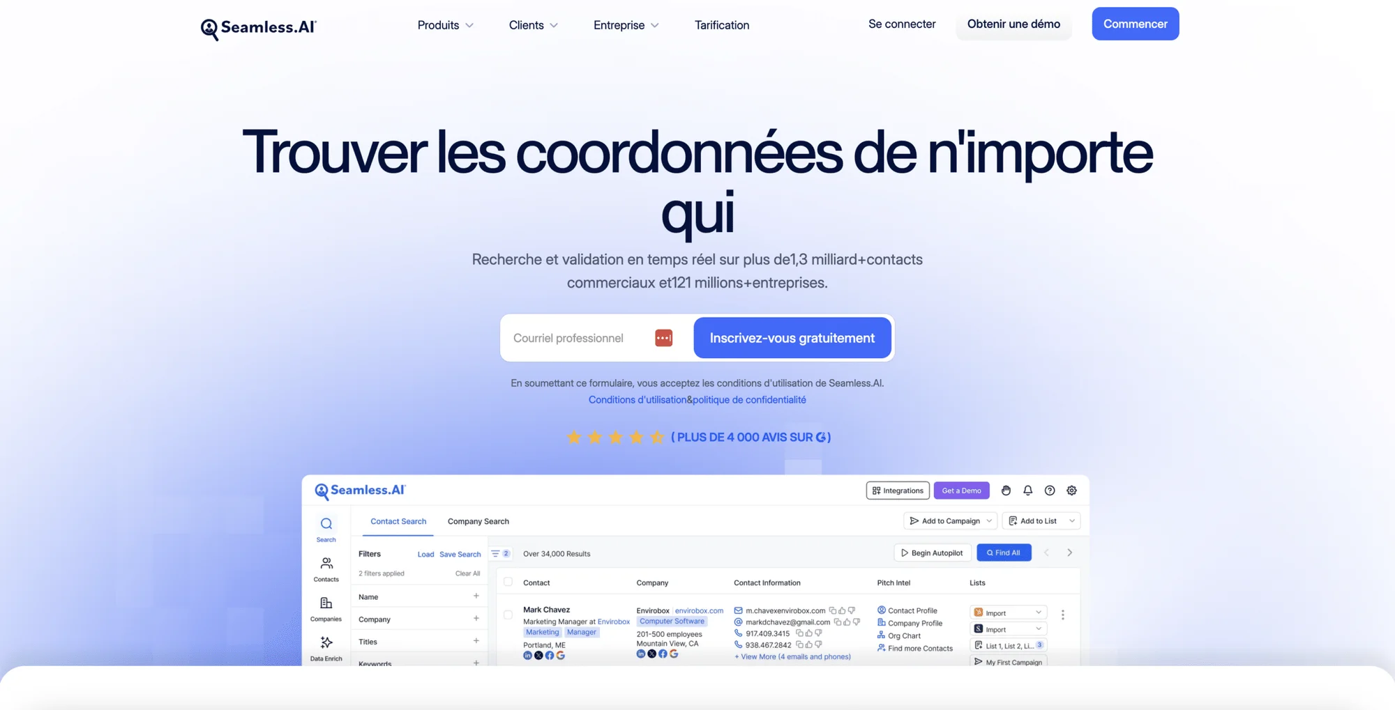 Seamless.ia, page d'accueil du site