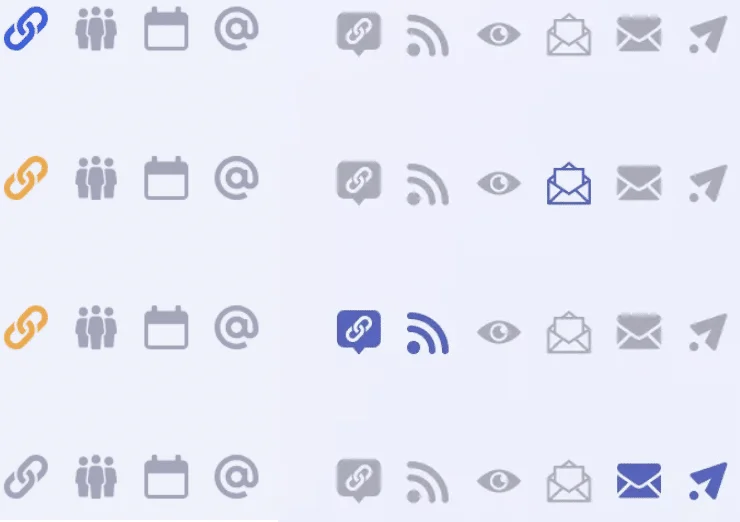 Action and tracking icons on Waalaxy campaigns