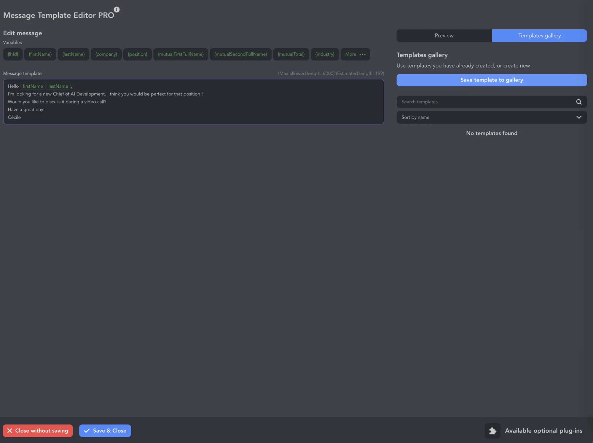 Edit prospecting messages with Linked-Helper