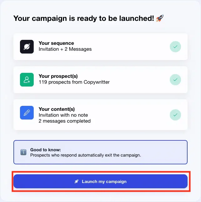 Launch Waalaxy campaign