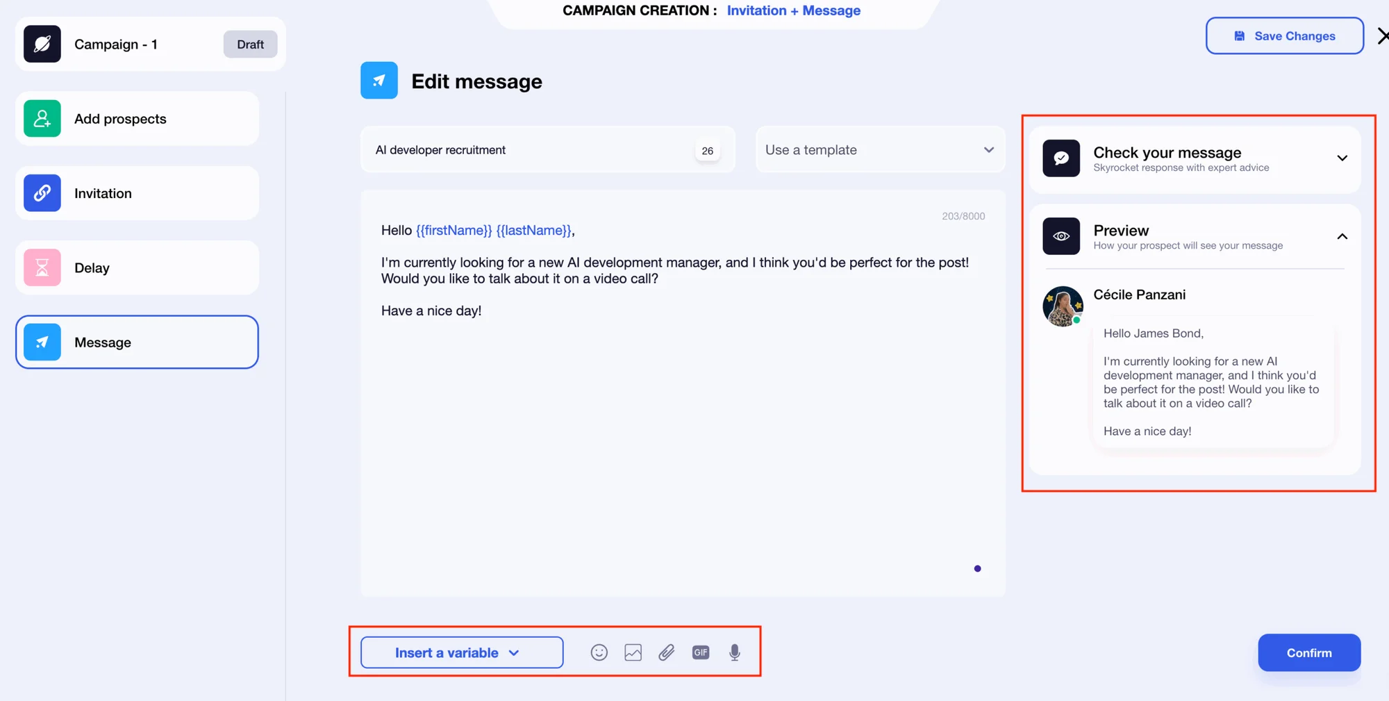 Edit prospecting messages with Waalaxy