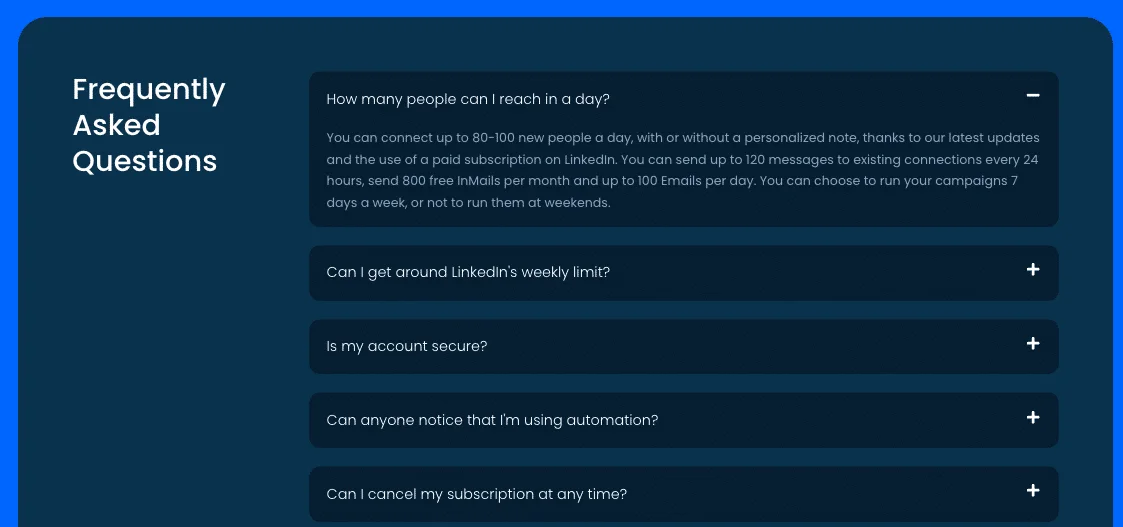 Lista de perguntas frequentes para a página de destino do Leadin