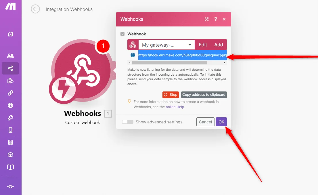 Create the webhook