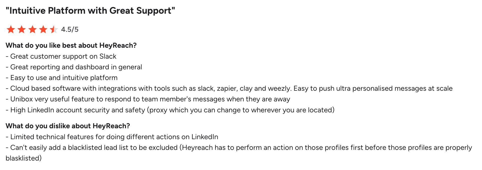 Heyreach user reviews
