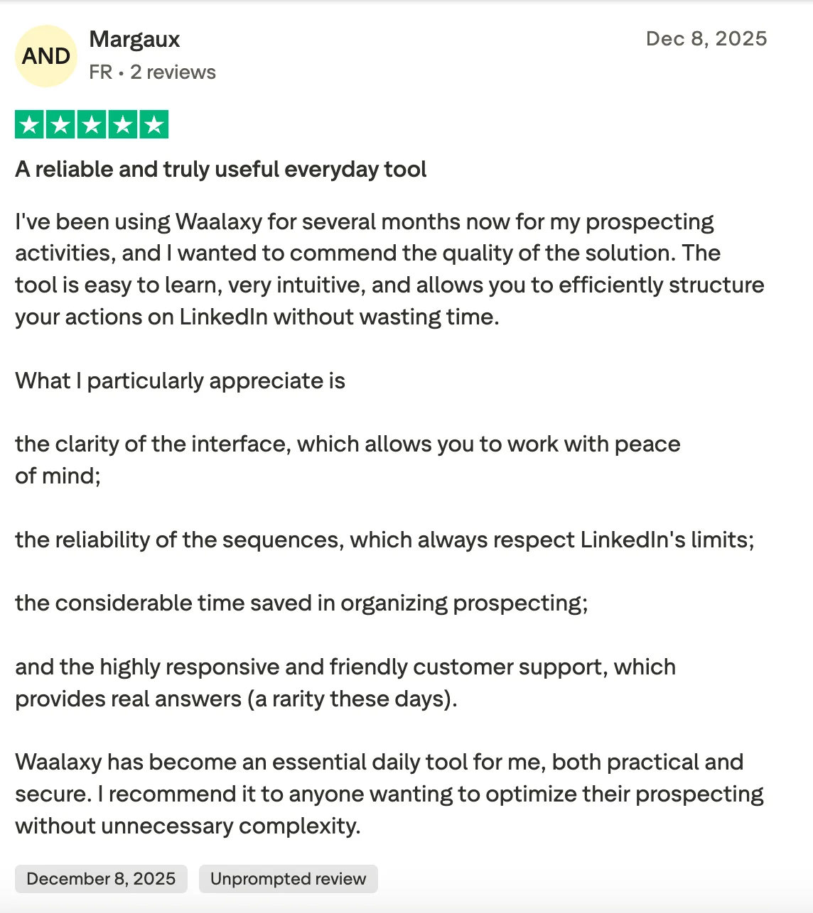 Waalaxy users review