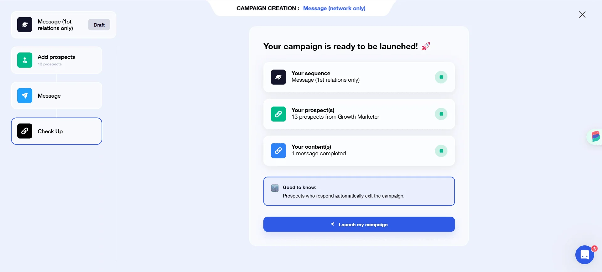 Campaign ready to launch Waalaxy