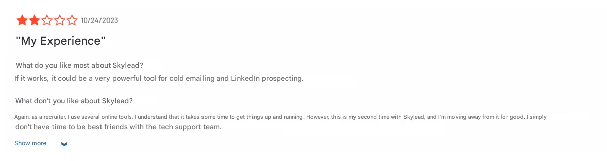 Negative customer reviews Skylead