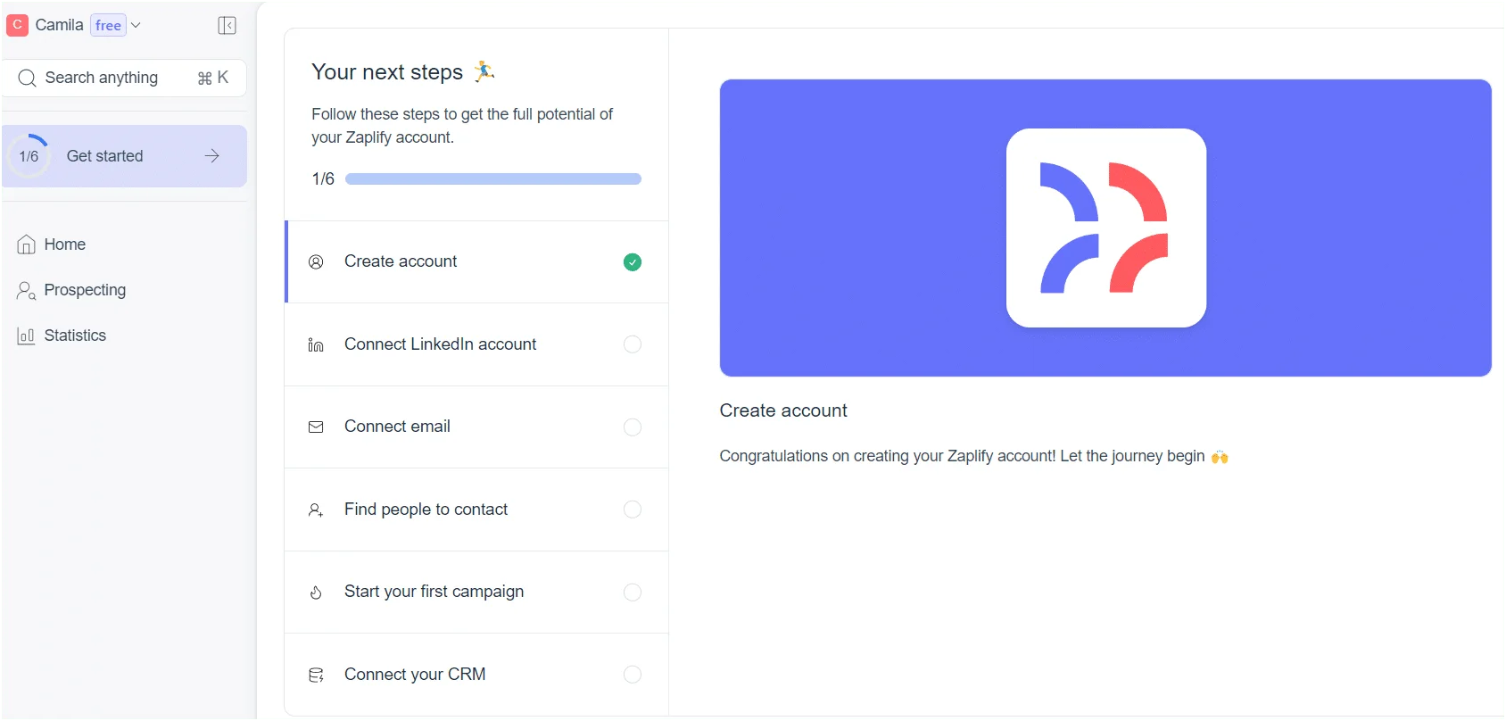 Étapes onboarding prospection Zapilfy