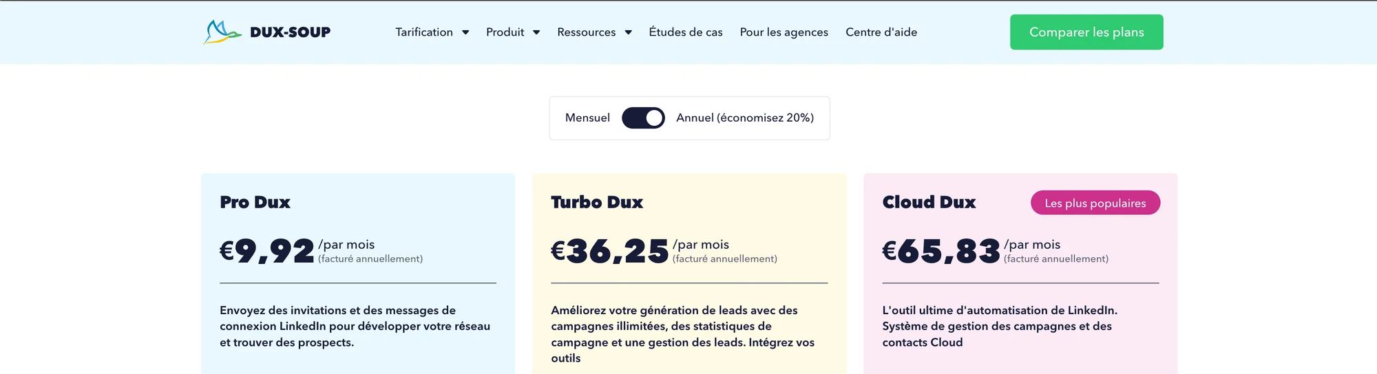 Duxsoup prix particulier