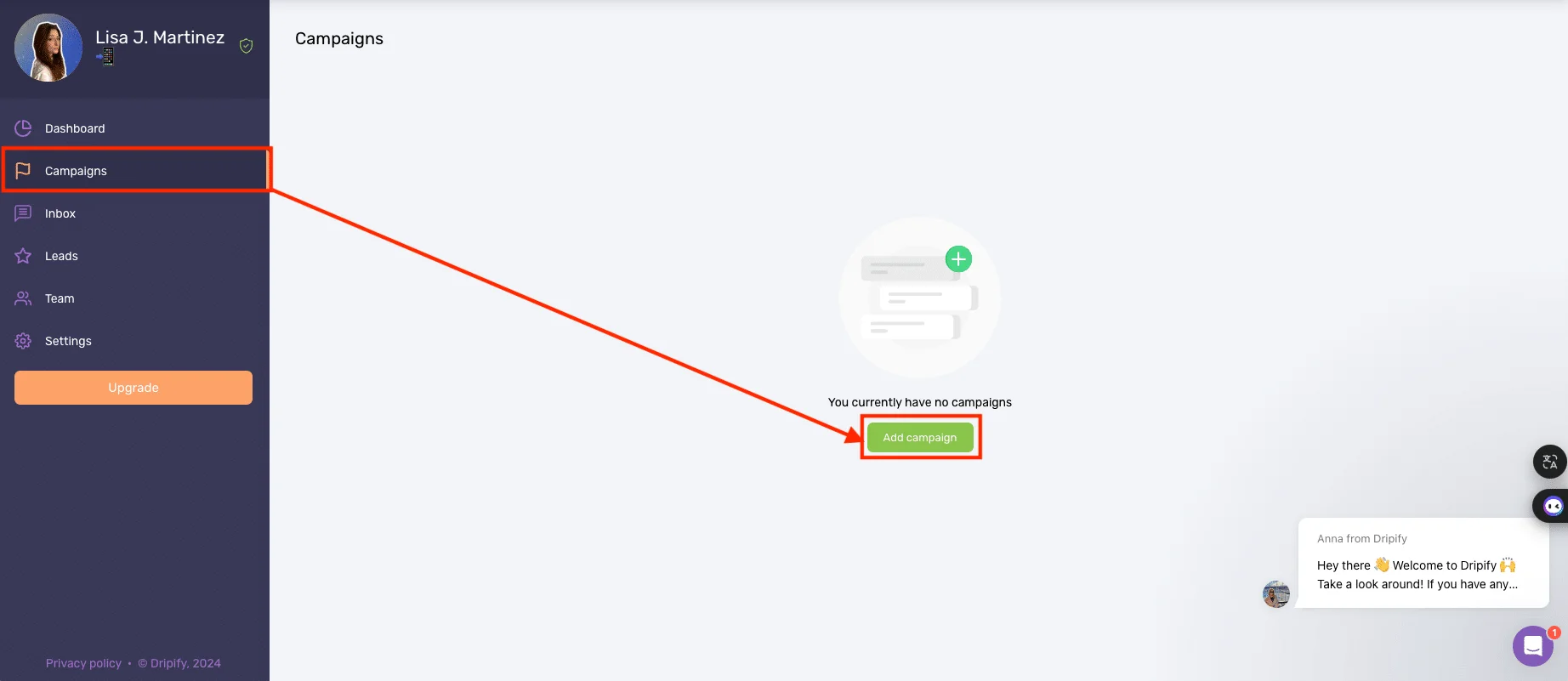 Dripify VS Waalaxy : Launch a campaign on Dripify.