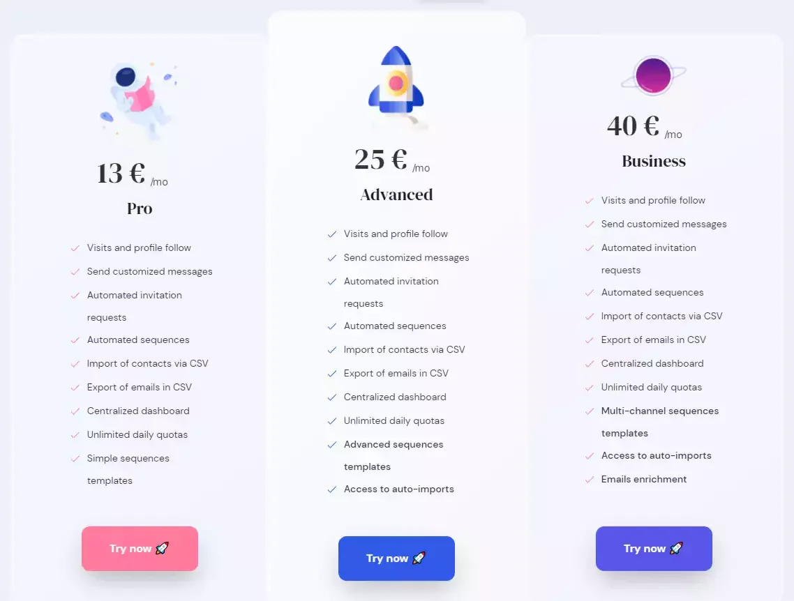 Waalaxy pricing plans comparison