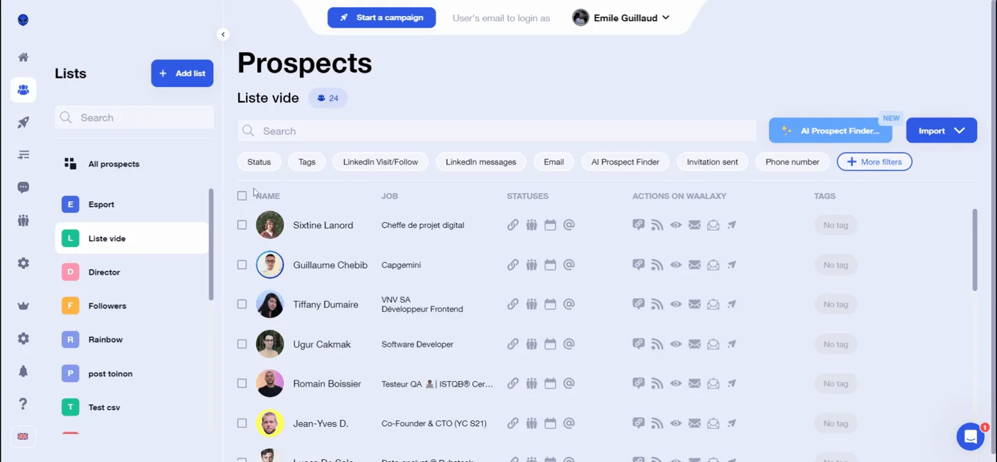 eliminar lista de potenciais clientes
