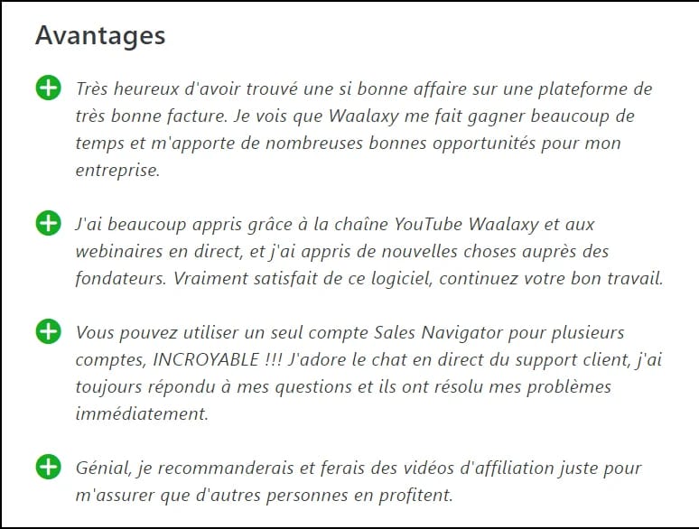 Avantages Waalaxy prospection LinkedIn