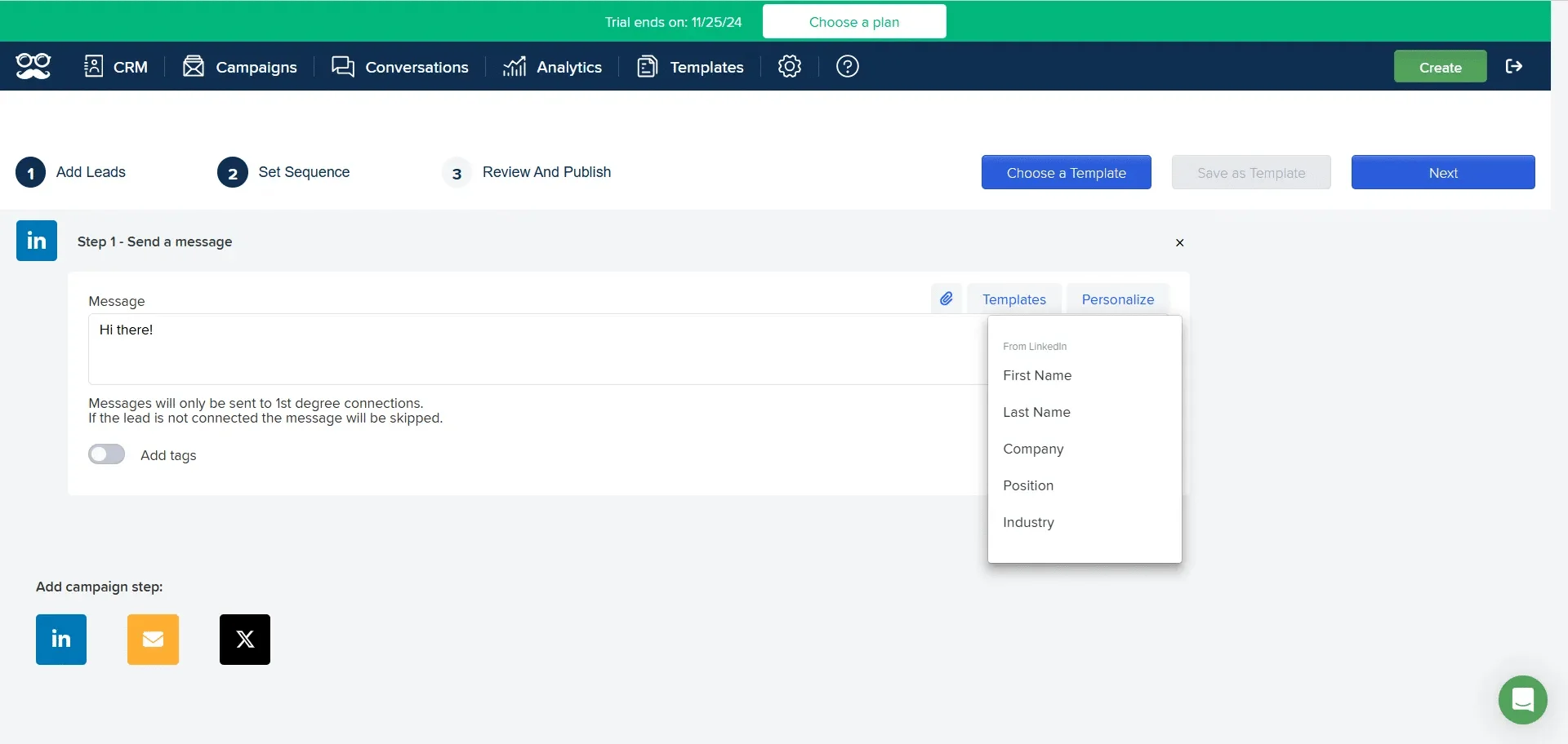 Page web d'Inbound Marketing, formulaire pour envoyer des messages, options personnalisées.