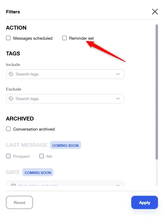 Reminder set