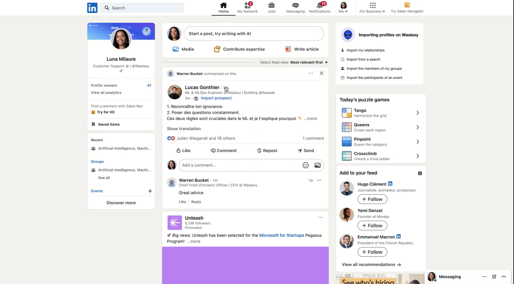 Import from LinkedIn News Feed