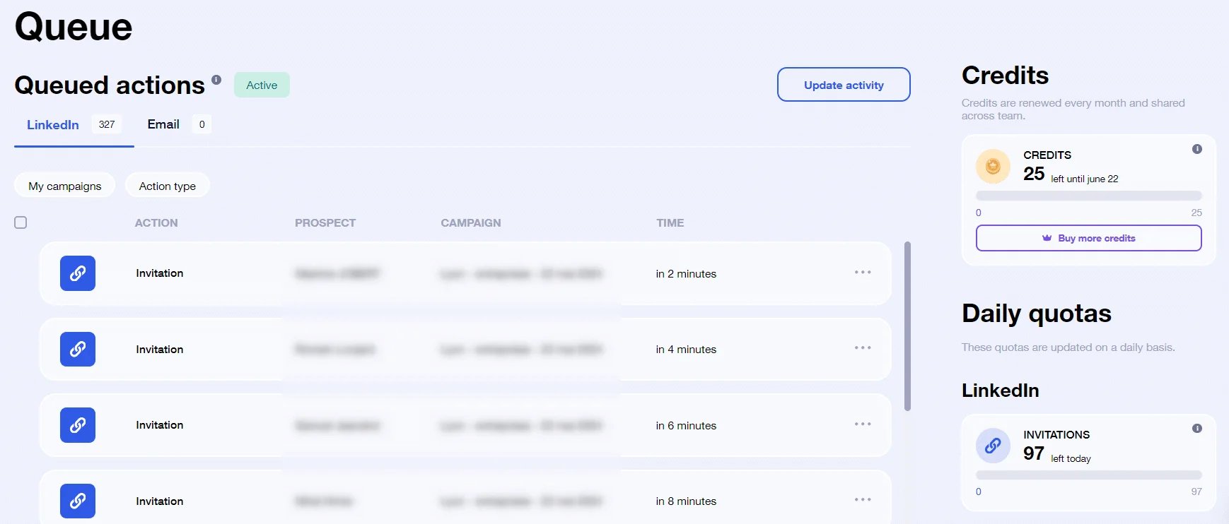 Waalaxy queue
