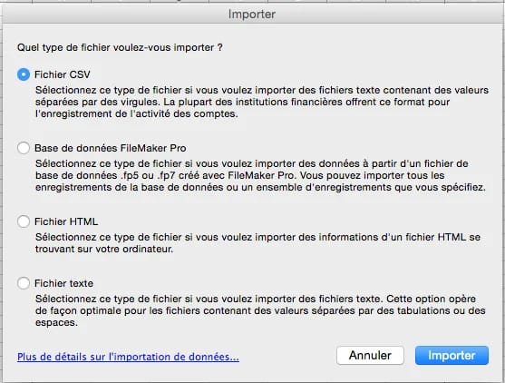 importare csv