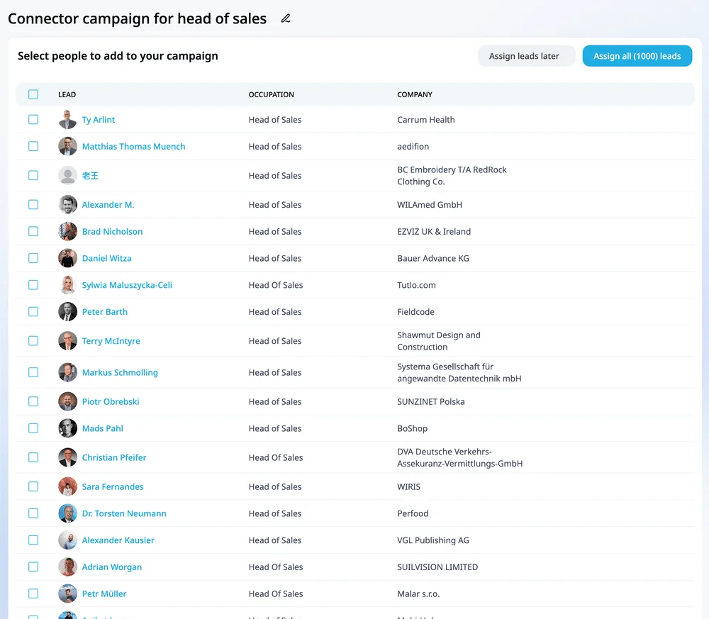 Expandi leads list