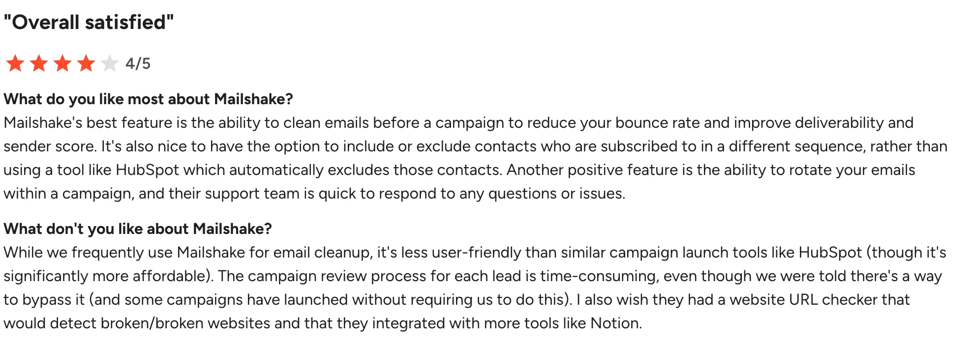 Mailshake users reviews