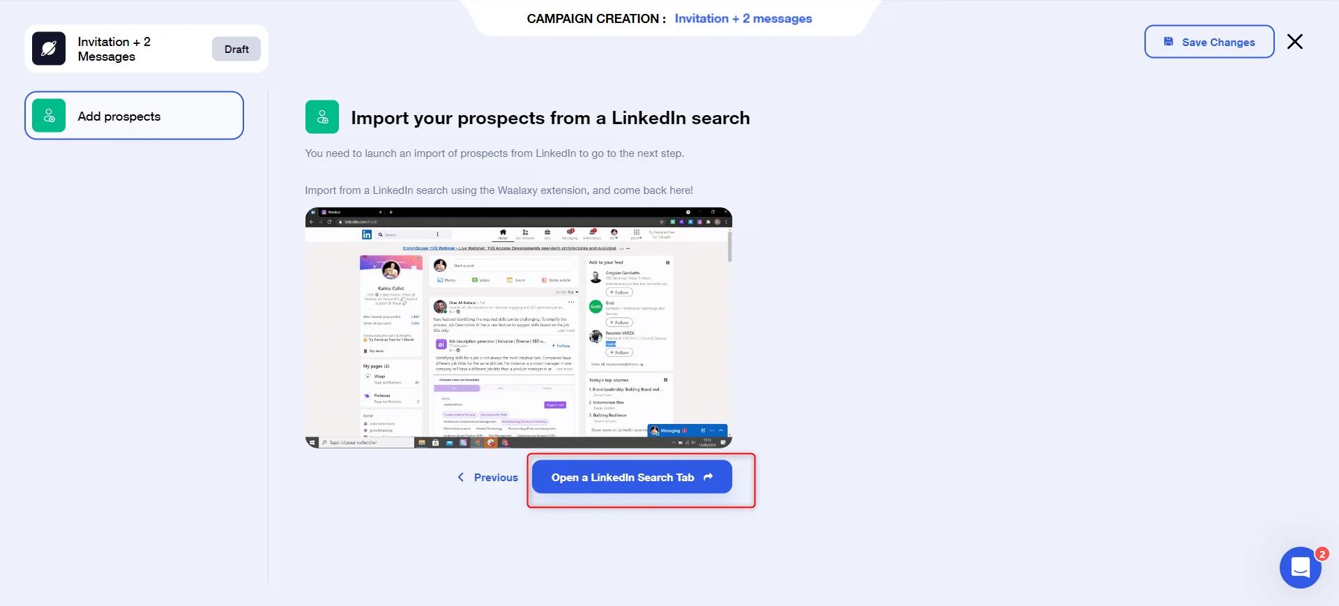 Import your prospects from a LinkedIn search