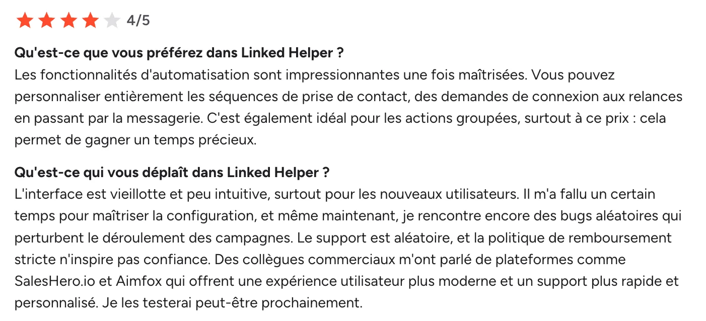 avis client LinkedHelper