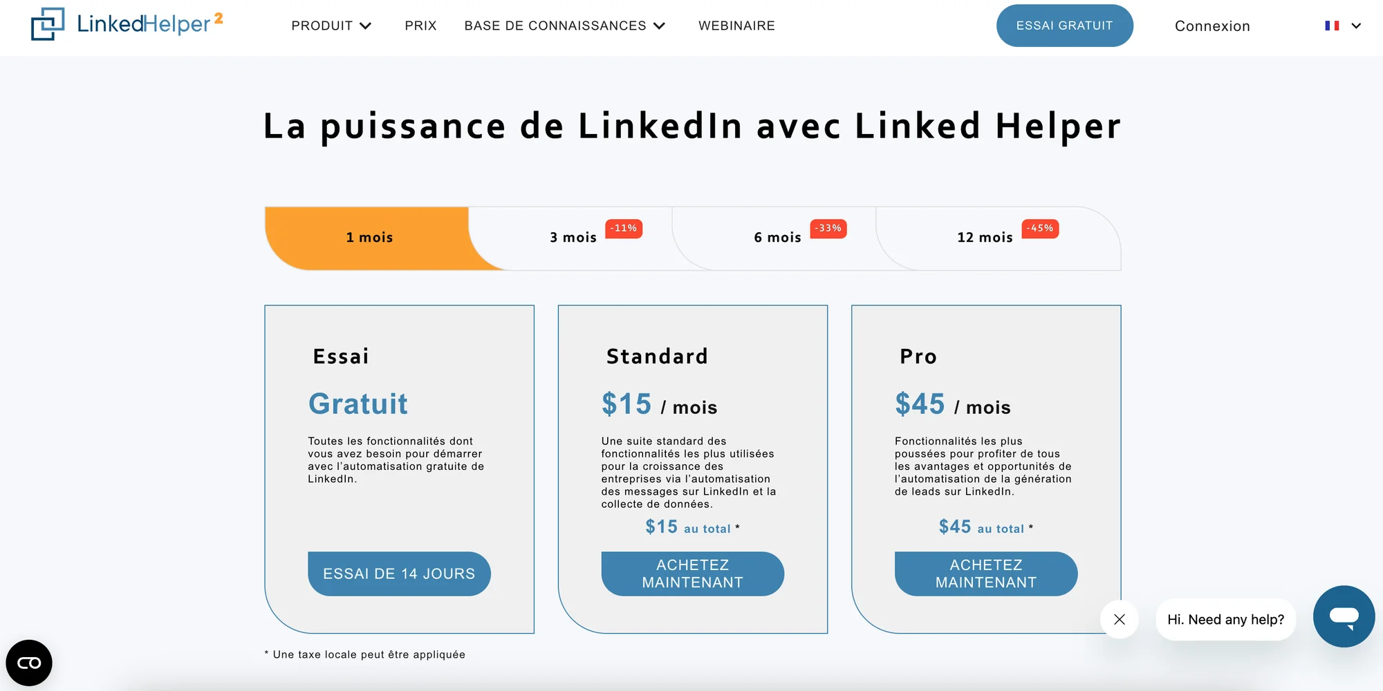 tarif de LinkedHelper