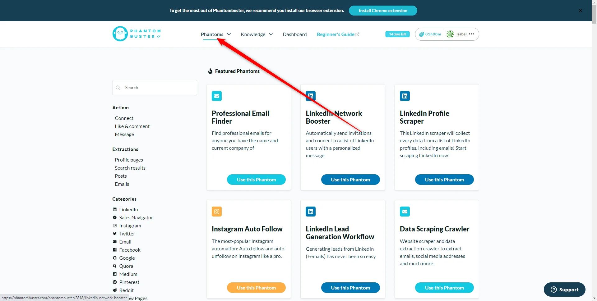 Phantombuster featured phantoms LinkedIn tools