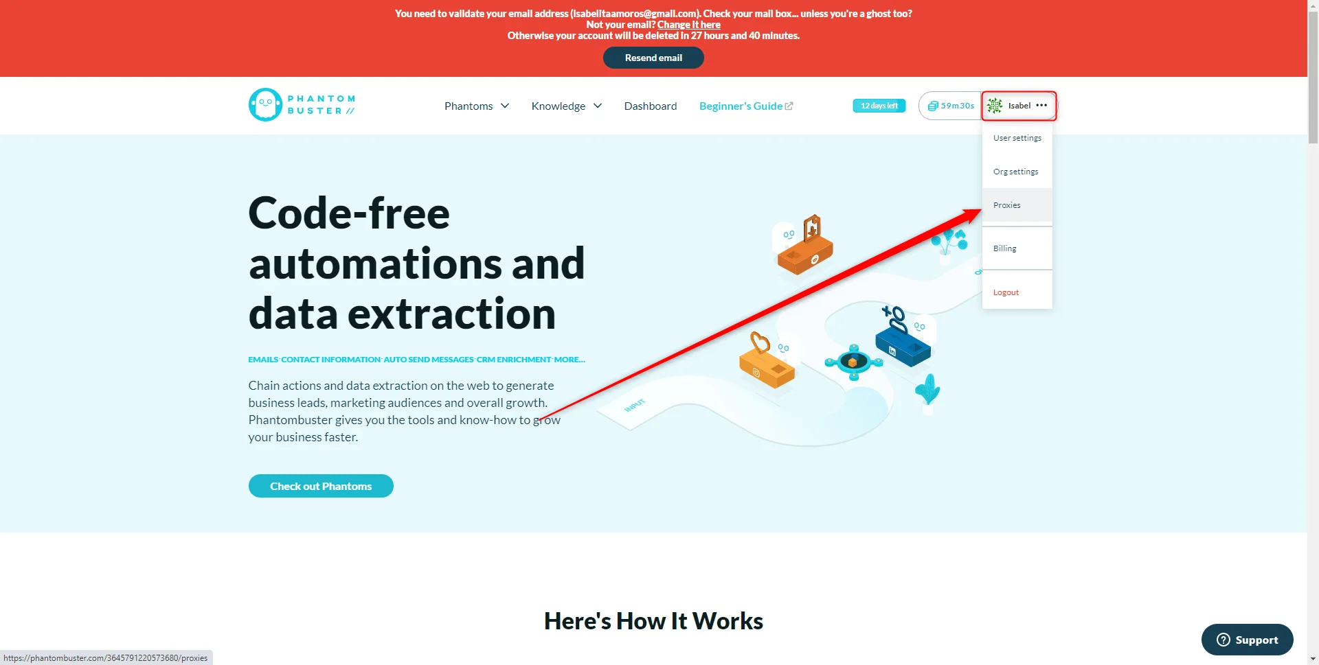 Phantombuster code free automations platform