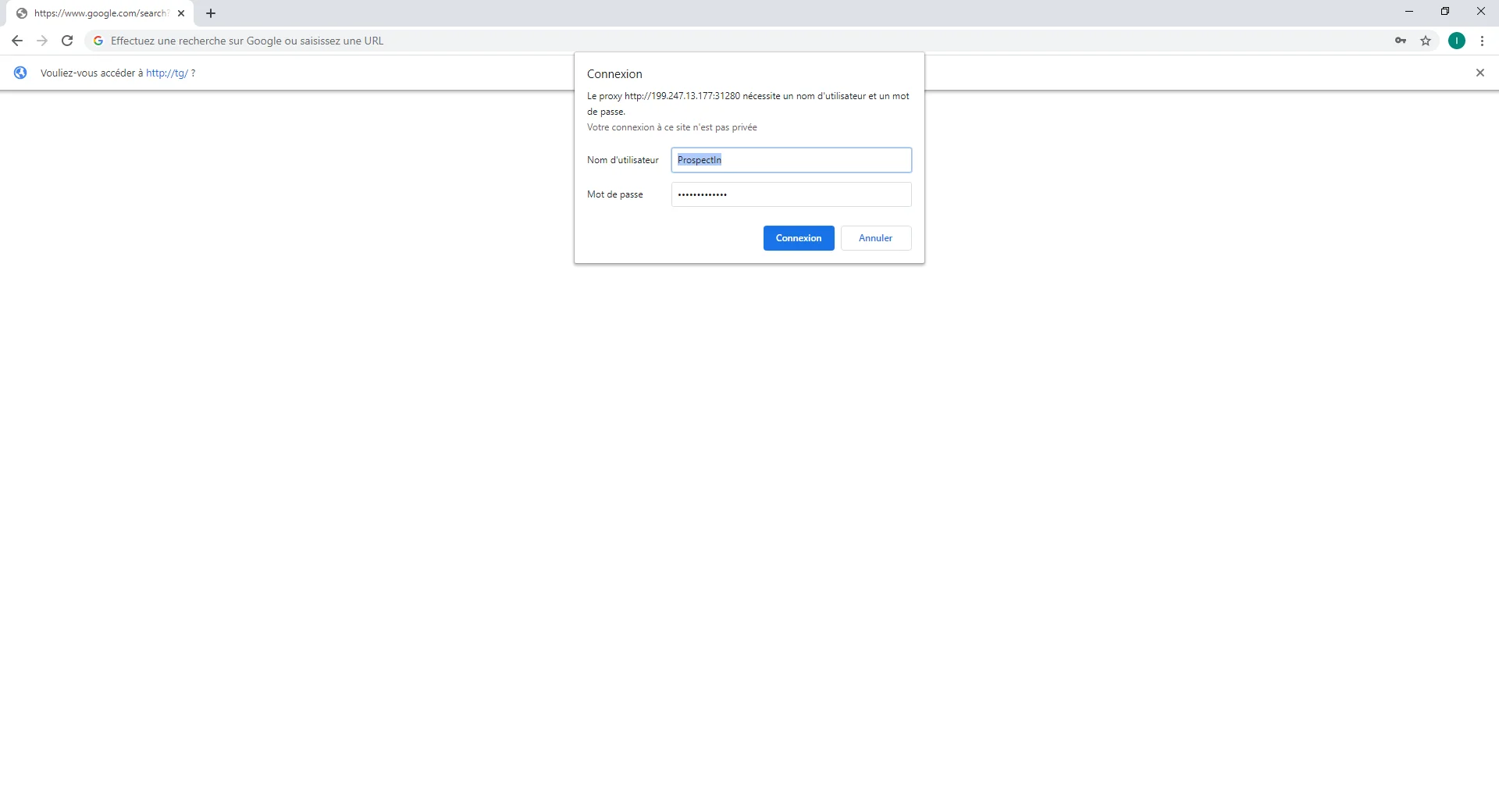 Dialogue connexion proxy HTTP