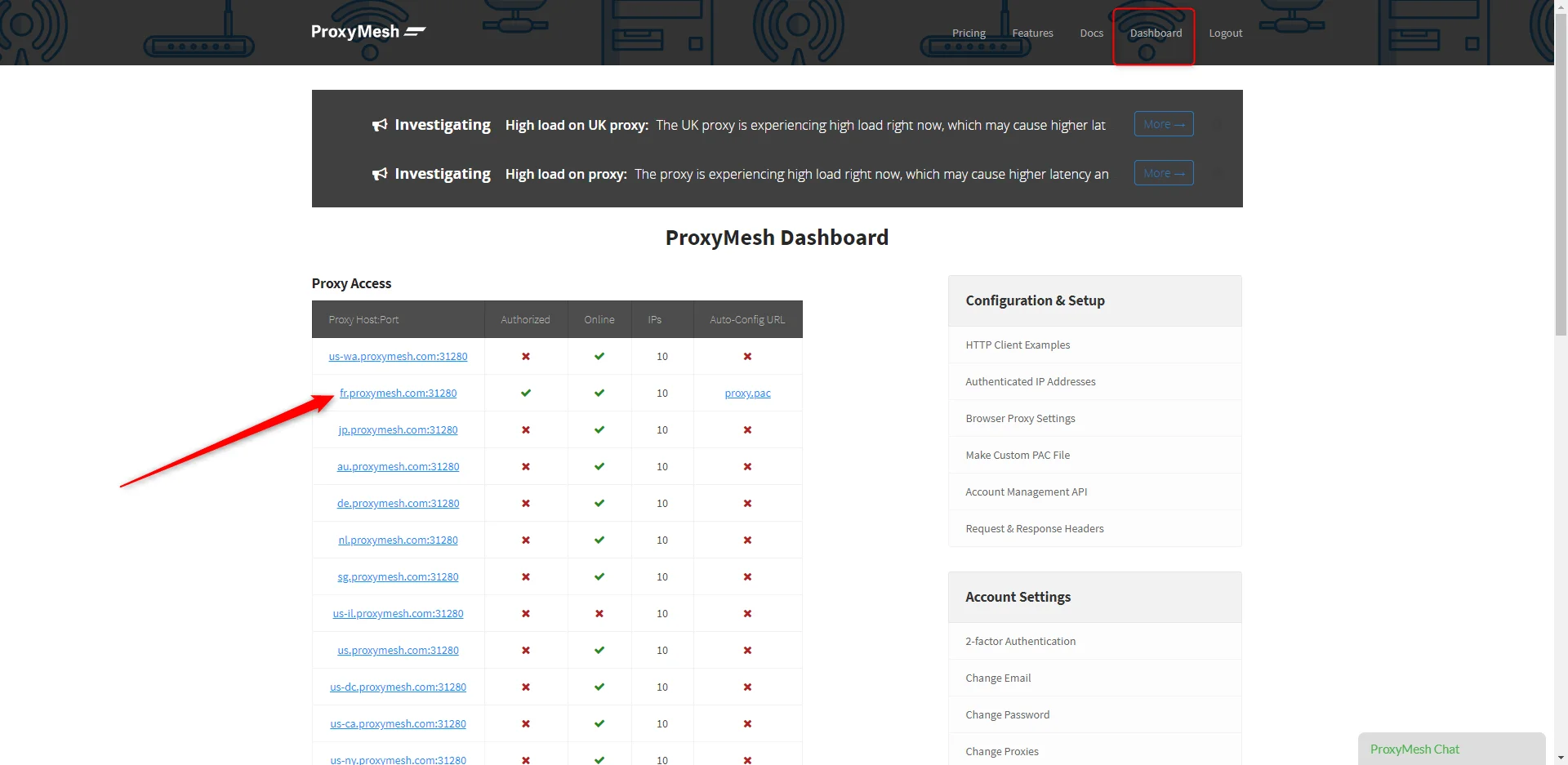 Proxymesh tableau proxies configuration dashboard